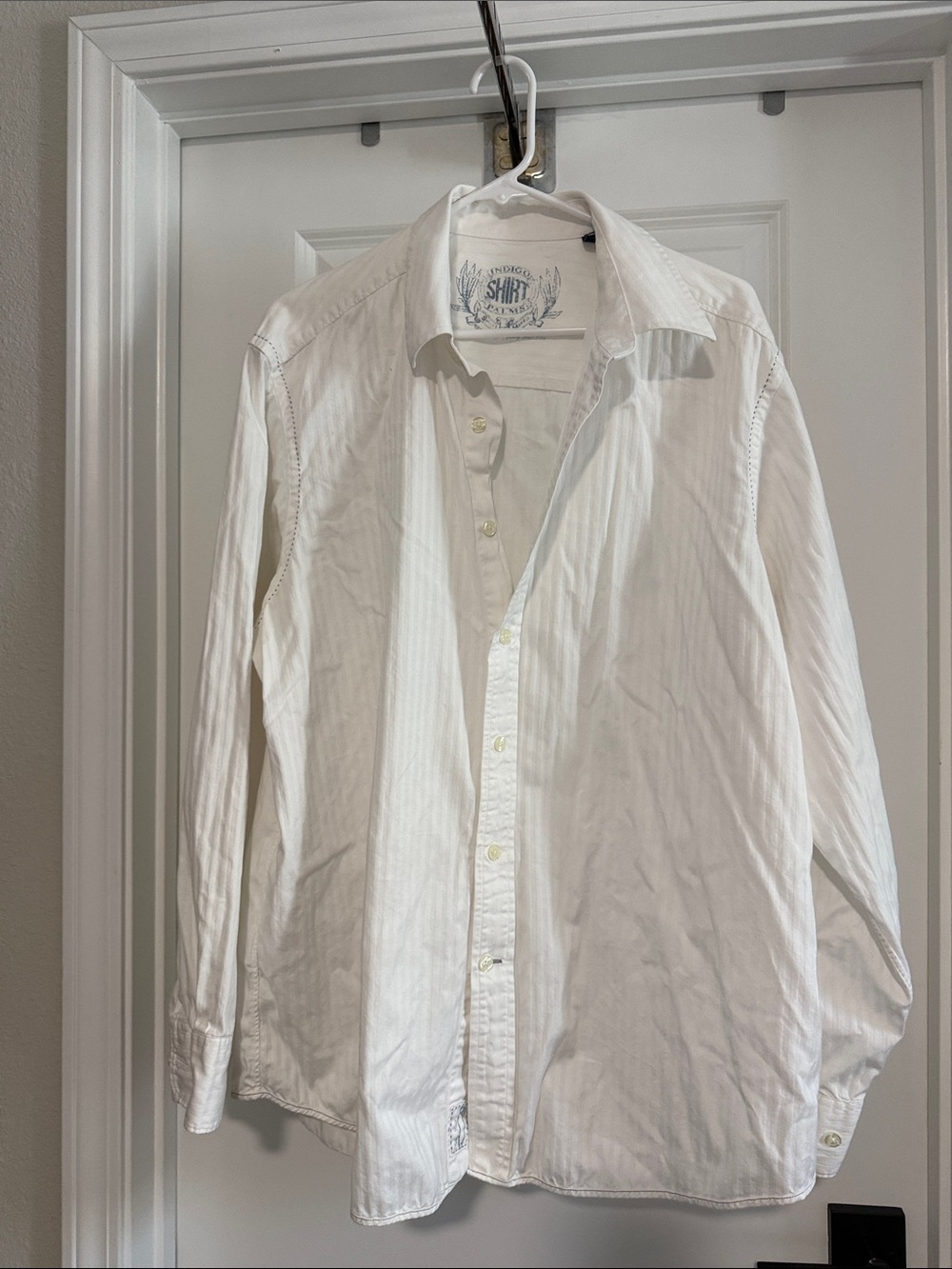 Classic striped White Men's Button-Down Shirt